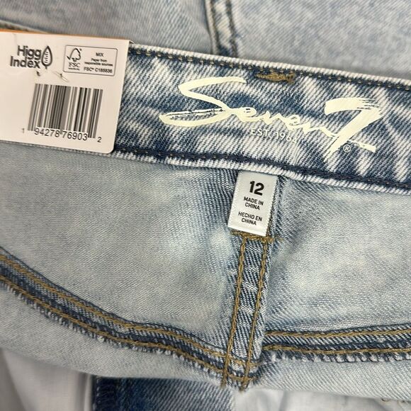 Seven7 Cotton Blend Blue High Rise Slim Straight Jeans Size 12 - Picture 5 of 10